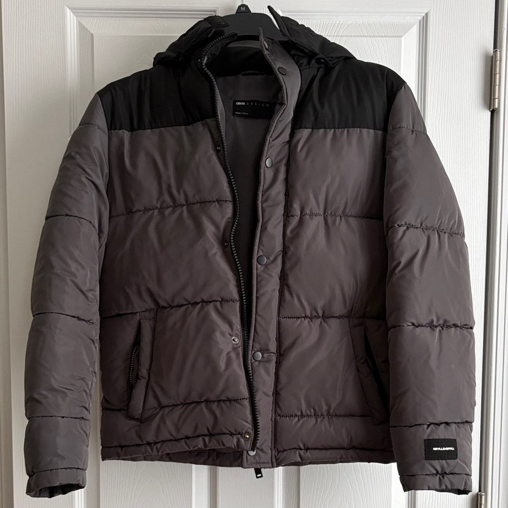 ASOS Unrvlld Supply Charcoal and Black Puffer Jacket